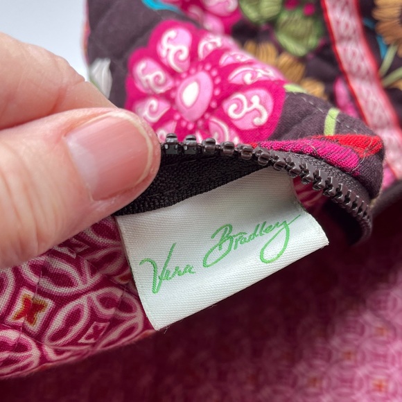 Vera Bradley Quilted Duffle Bag Mod Floral Pink Brown 22" Top Zipper Travel - Picture 2 of 14